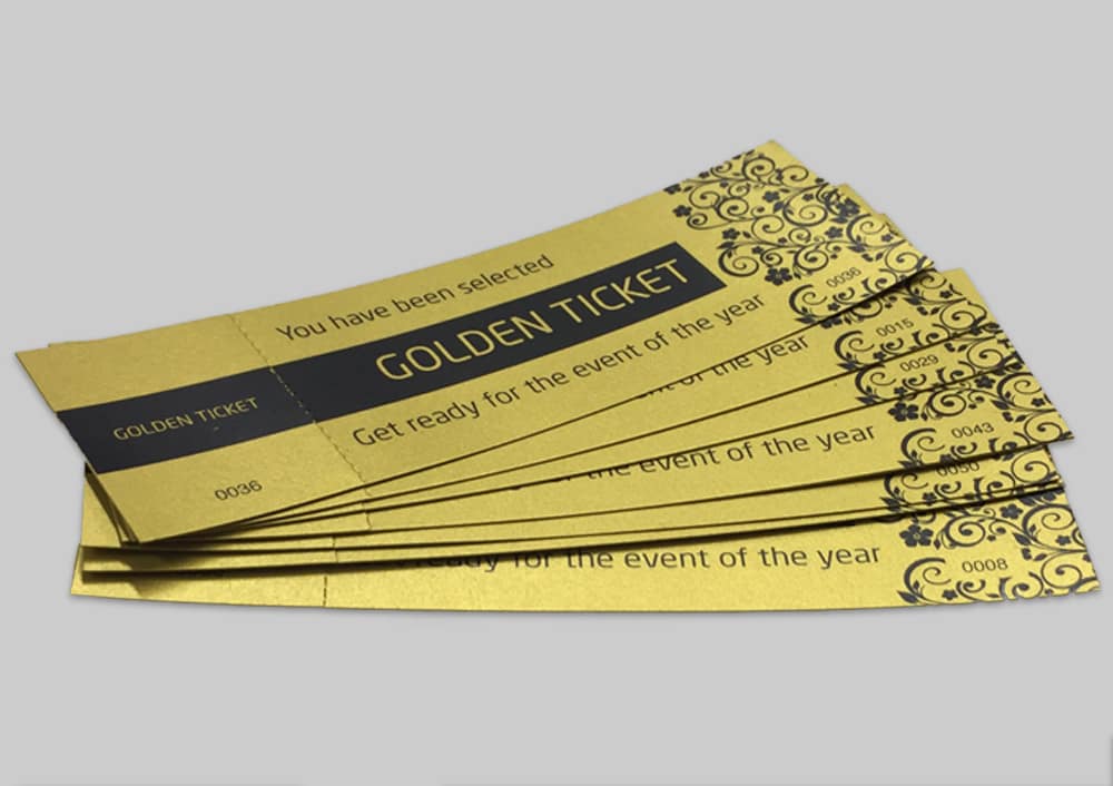 Gold Ticket Printing UK FREE Delivery FREE Online Design Software